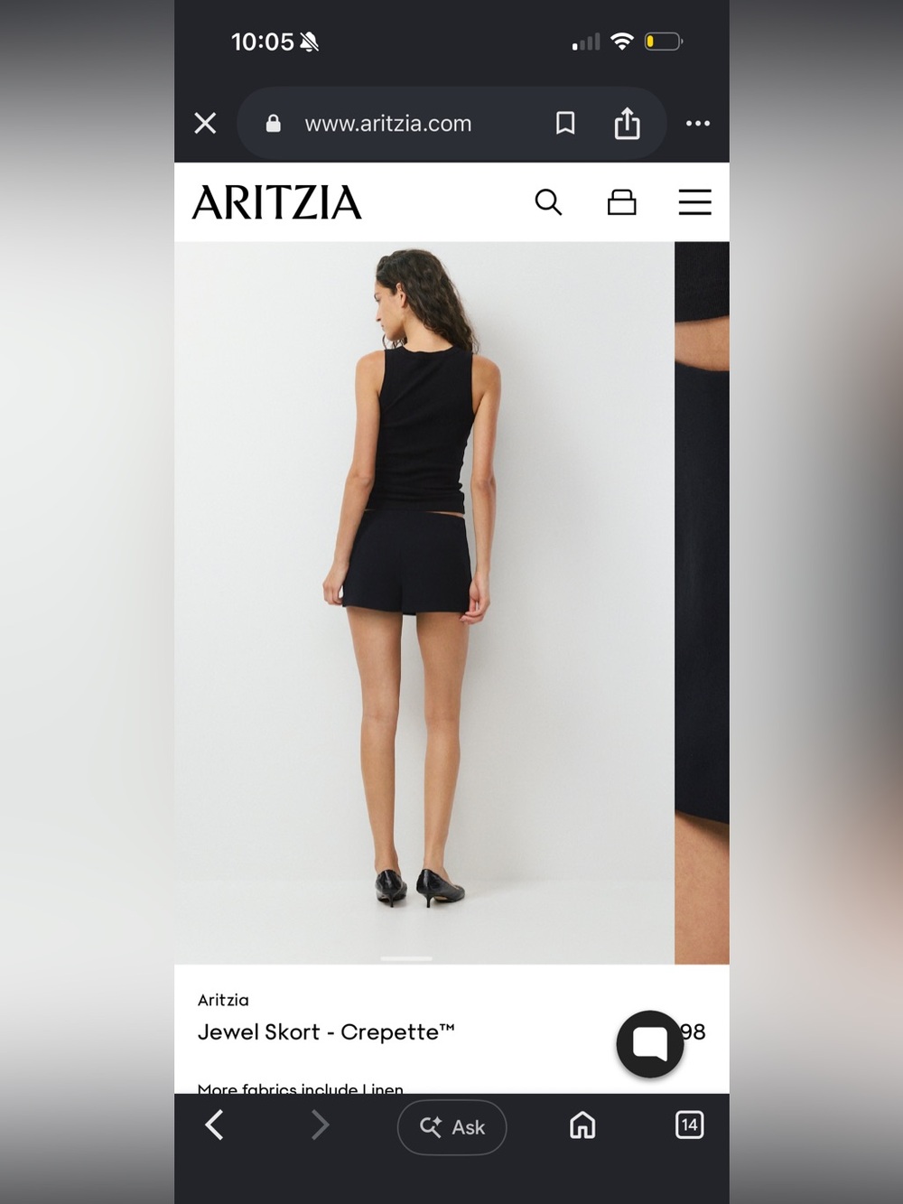 Aritzia Black Mini Skirt - Jewel Skort - Picture 3 of 7